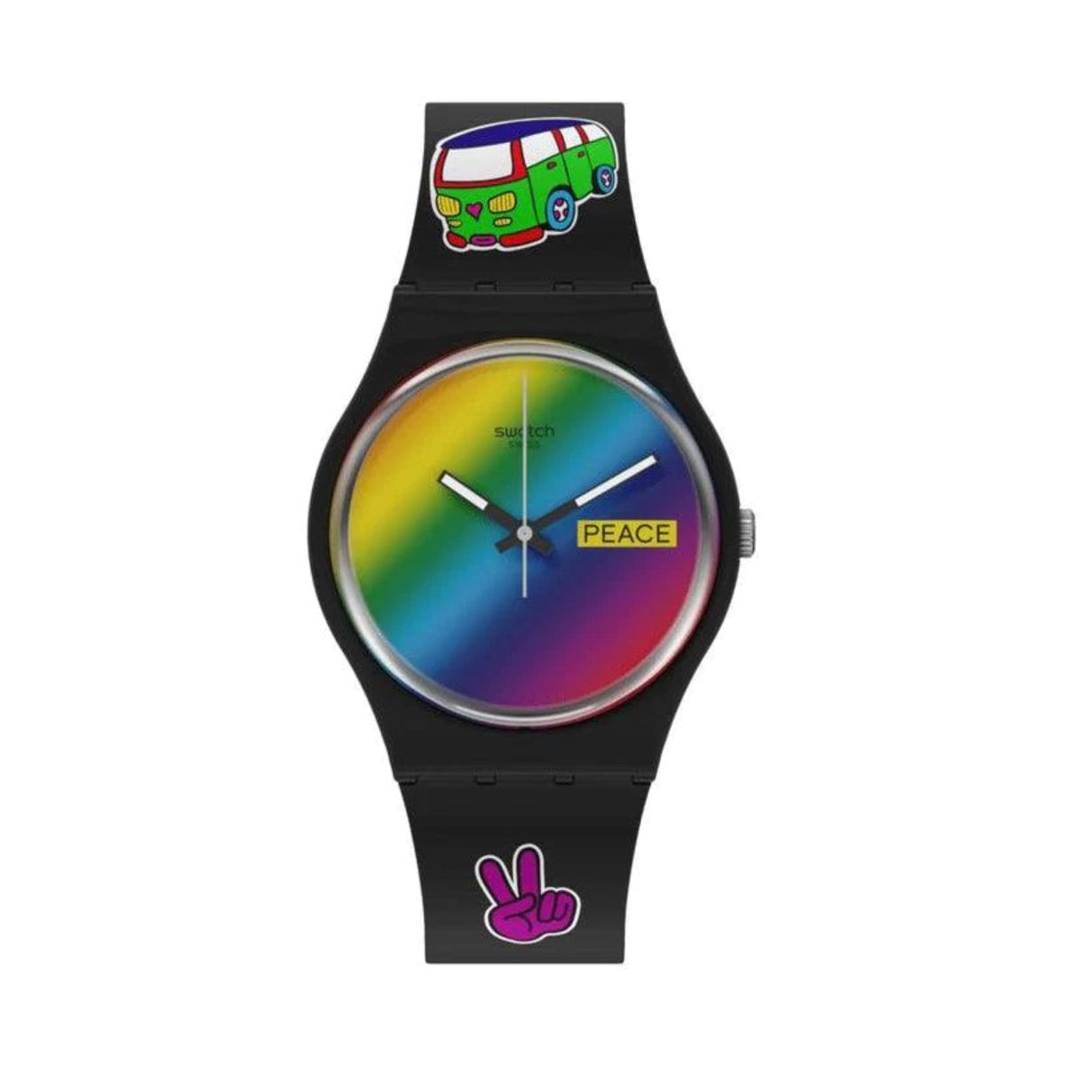 Swatch-Go With The Bow Black Unisex Rubber Watch-SO31B101