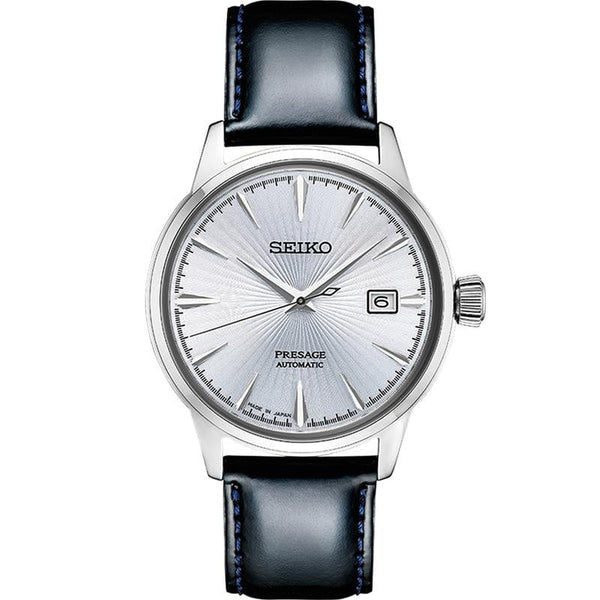 Seiko Presage Mens Black Leather Watch-SRPB43J1