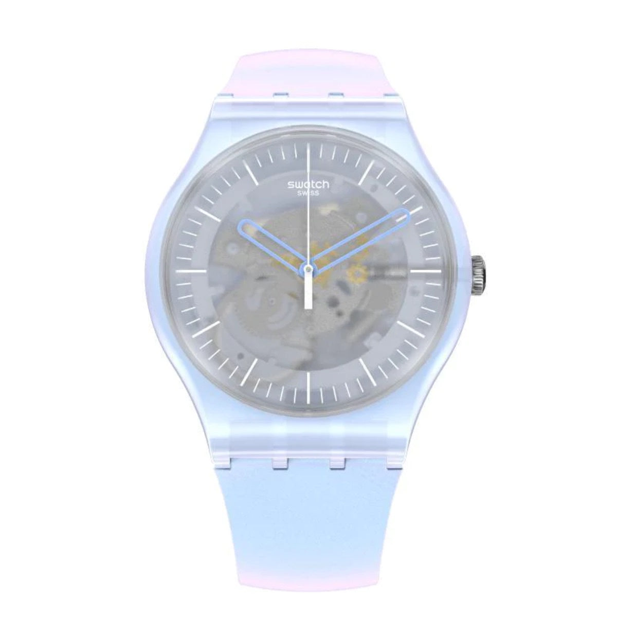 Swatch-Flowerscreen Blue Unisex Rubber Watch-SUOK154