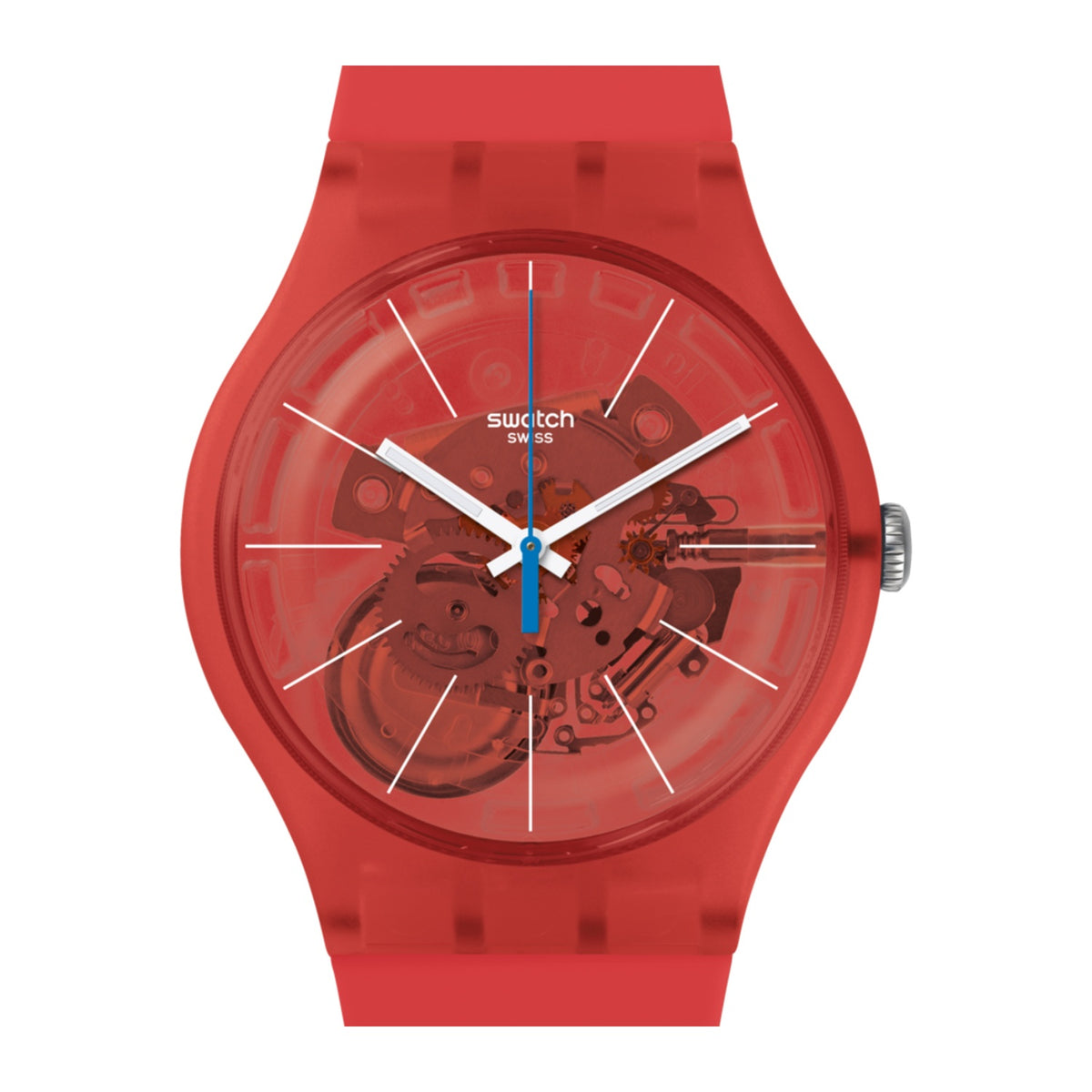 Swatch BLOODY ORANGE Unisex Red Silicone Strap Watch – SUOO105