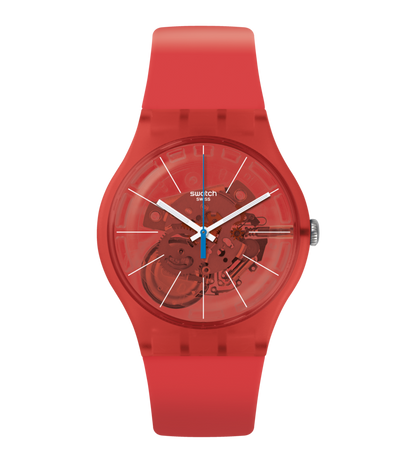 Swatch - Orange Rubber Strap Watch - SUOO105