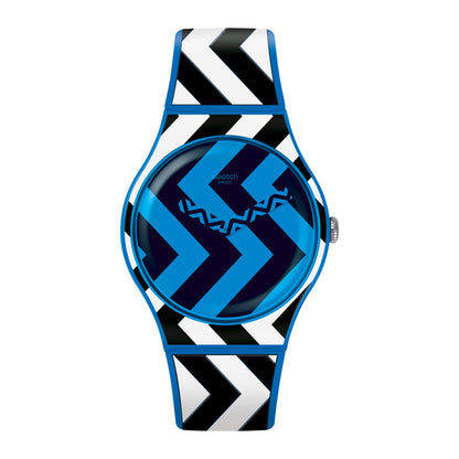Swatch - Men Blue Rubber Strap Watch - SUOS111