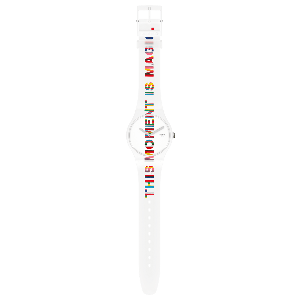 Swatch Rubber White Unisex Watch-SUOZ330