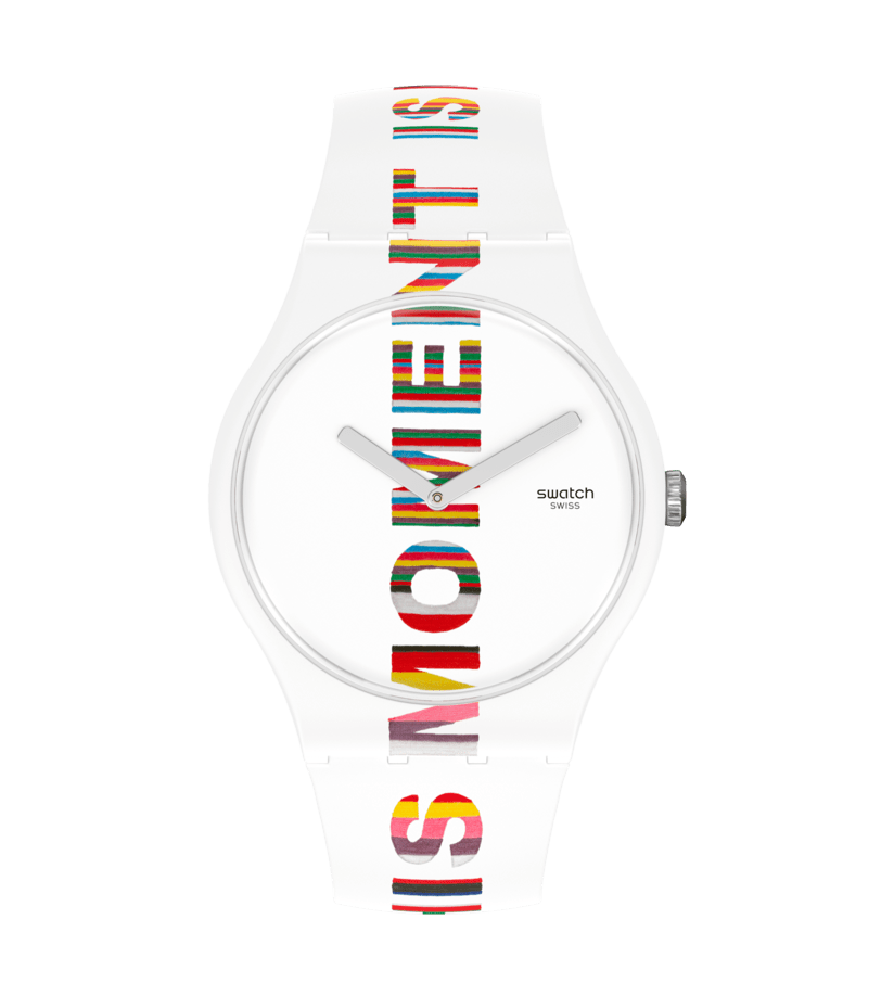 Swatch Rubber White Unisex Watch-SUOZ330