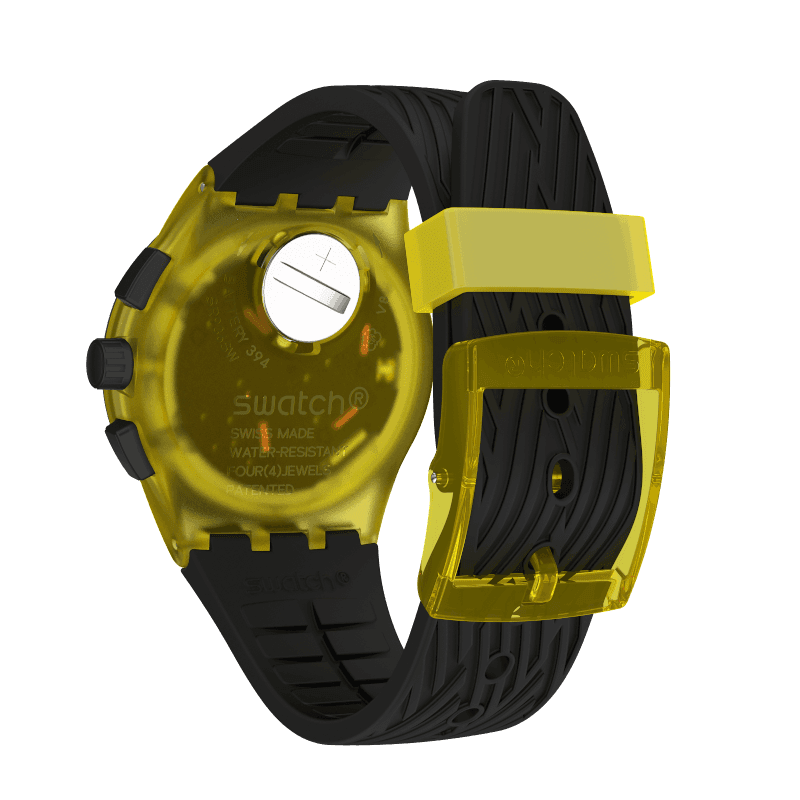 Swatch-Yellow Tire Black Unisex Rubber Watch-SUSJ403