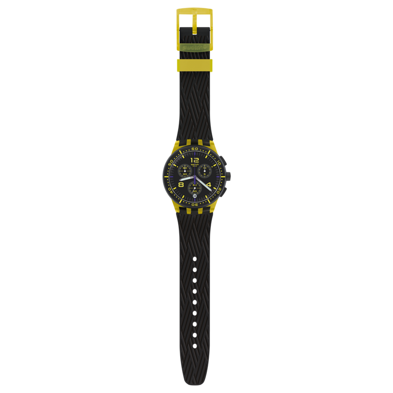 Swatch-Yellow Tire Black Unisex Rubber Watch-SUSJ403