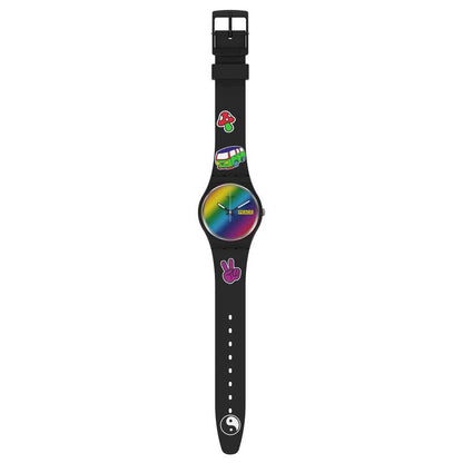 Swatch-Go With The Bow Black Unisex Rubber Watch-SO31B101