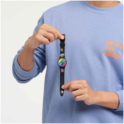 Swatch-Go With The Bow Black Unisex Rubber Watch-SO31B101