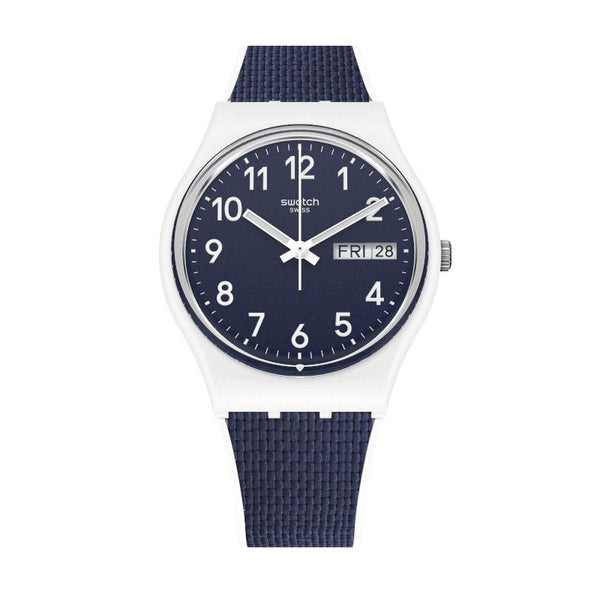 Swatch-Navy Light Blue Unisex Rubber Watch-GW715