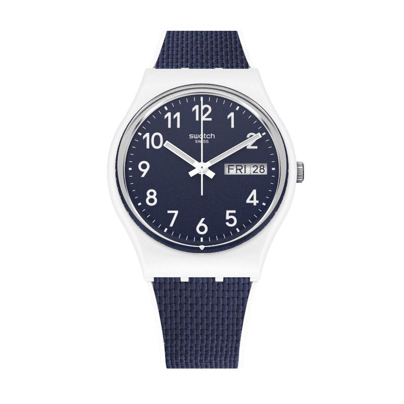 Swatch-Navy Light Blue Unisex Rubber Watch-GW715