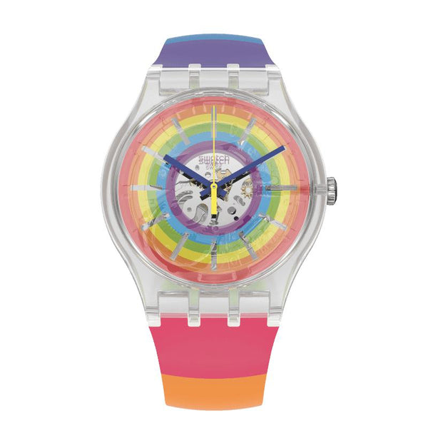 Swatch-#Opensummer Transparent Unisex Rubber Watch-SUOK148