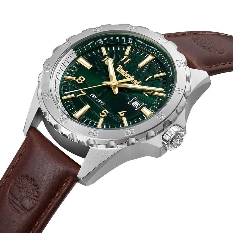Timberland Day Pond Mens Brown Leather Watch-TDWGB0055801