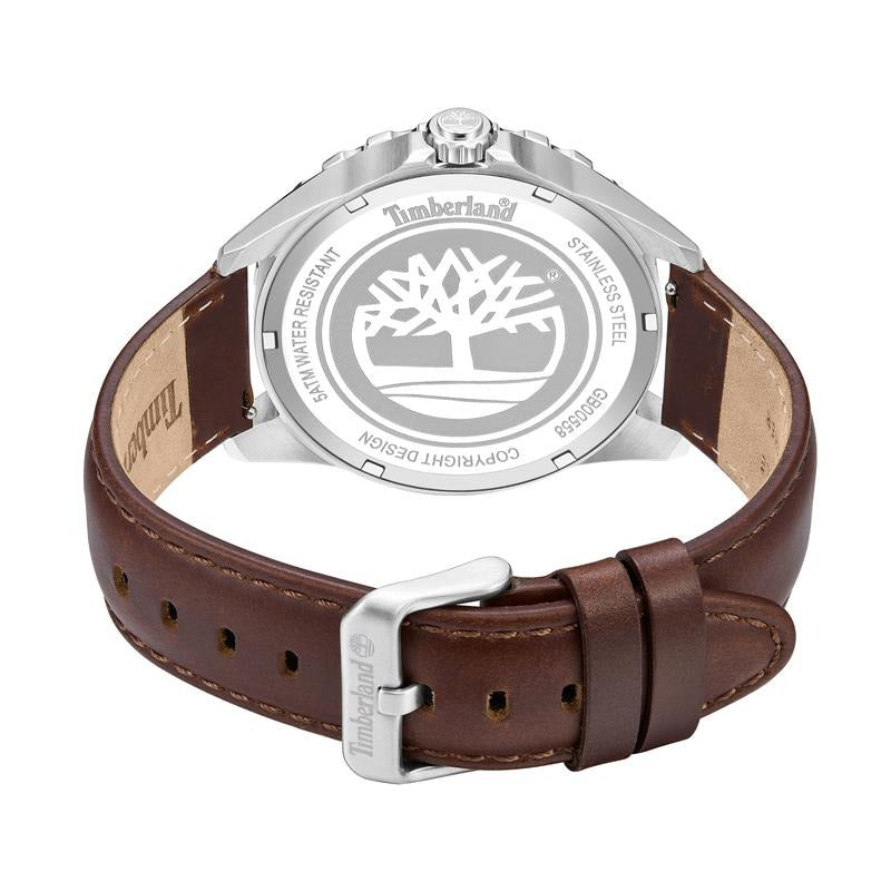 Timberland Day Pond Mens Brown Leather Watch-TDWGB0055801