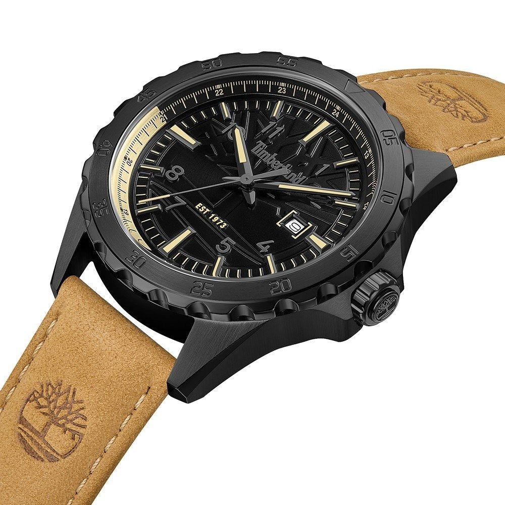 Timberland Day Pond Mens Brown Leather Watch-TDWGB0055803