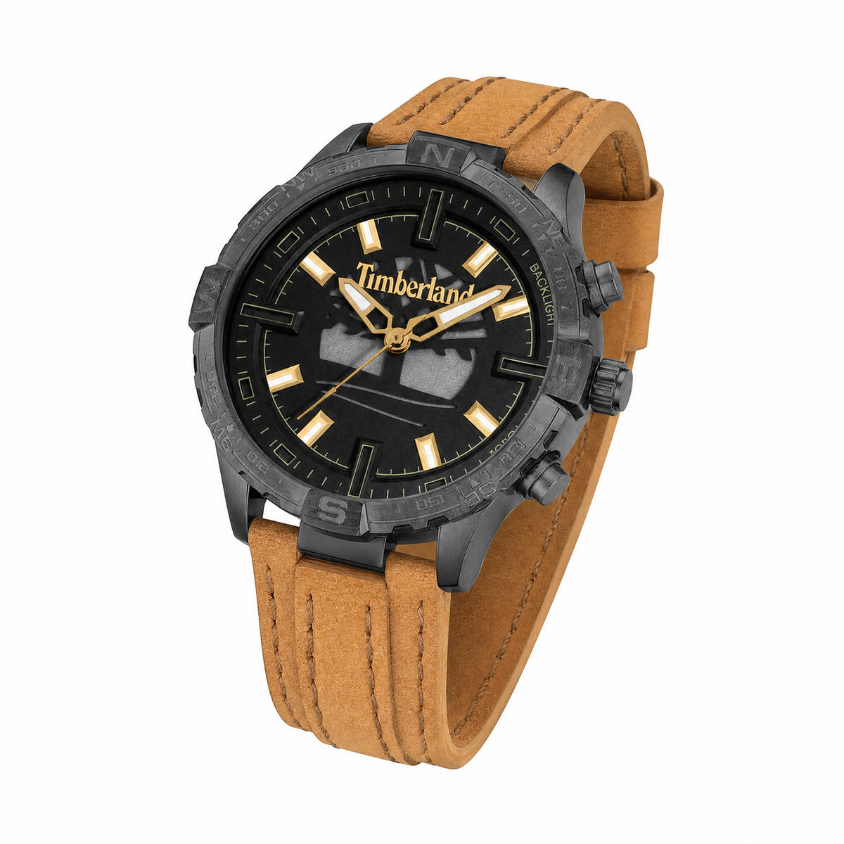 Timberland Flowell Mens Brown Leather Watch-TDWGD0031101