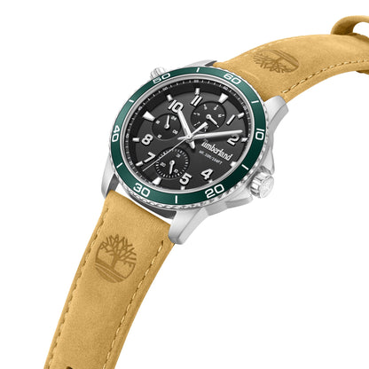 Timberland Oxabian Mens Brown Leather Strap Watch-TDWGF00838X1