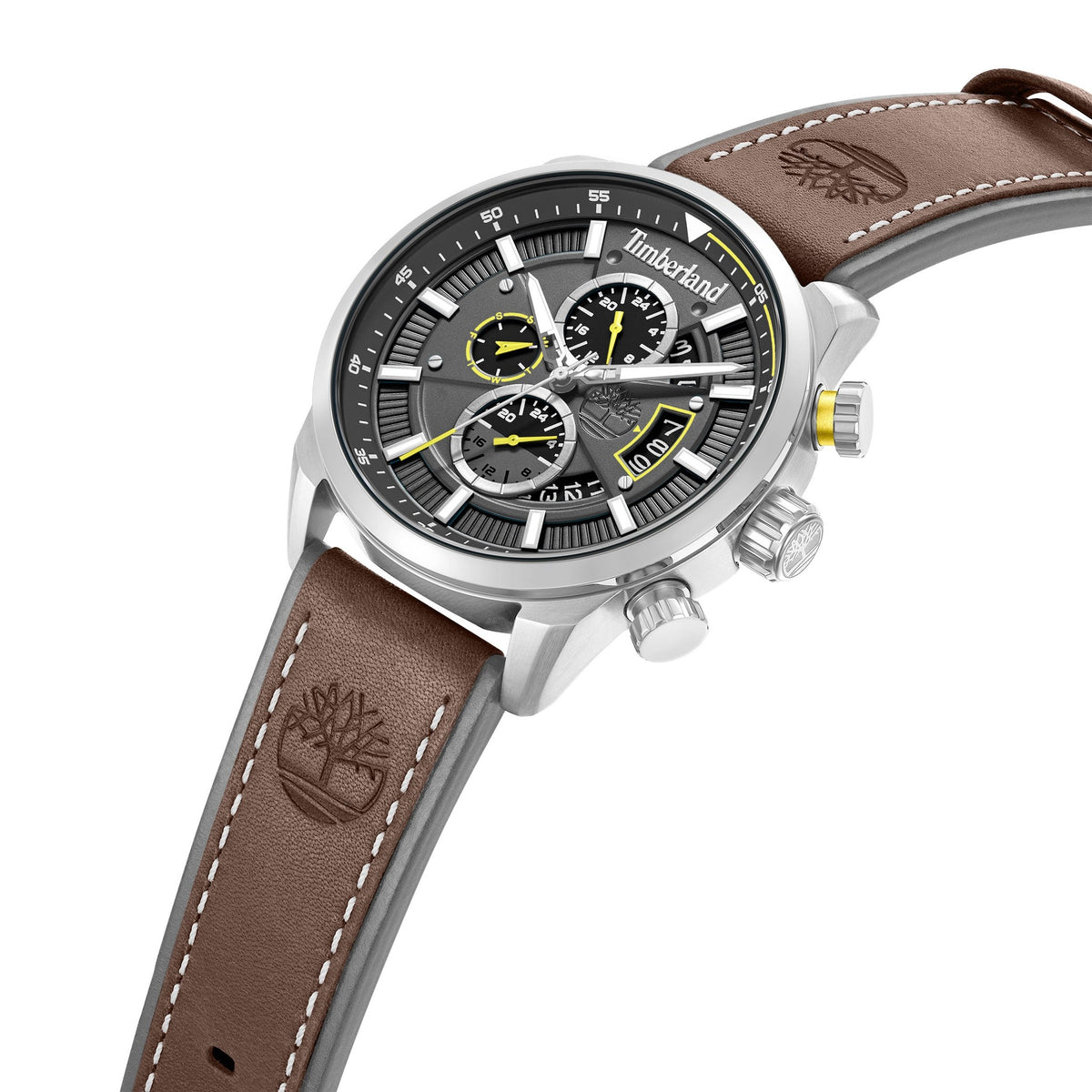 Timberland Calahan Mens Brown Leather Strap Watch-TDWGF0095402