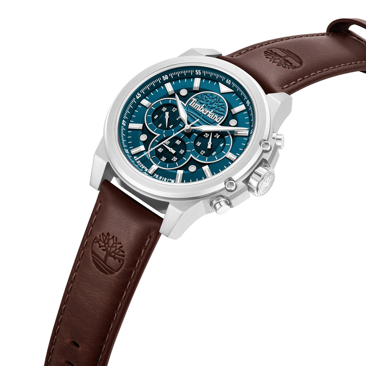 Timberland Fast Strike Mens Brown Leather Strap Watch-TDWGF0095501