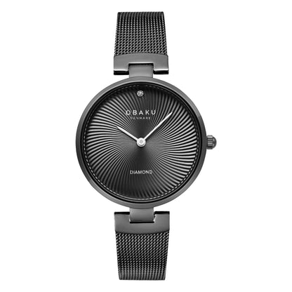 Obaku - Women Black Stainless Steel Strap Watch - V256LXBBMB