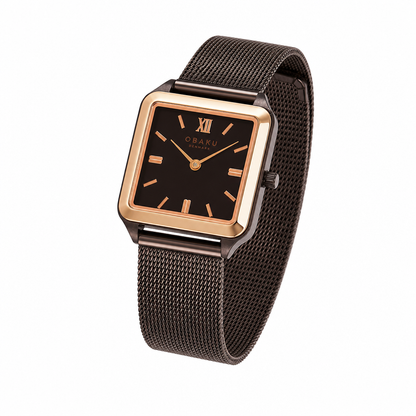 Obaku - Unisex Brown Stainless Steel Strap Watch - V309LXXNMN