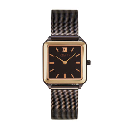 Obaku - Unisex Brown Stainless Steel Strap Watch - V309LXXNMN