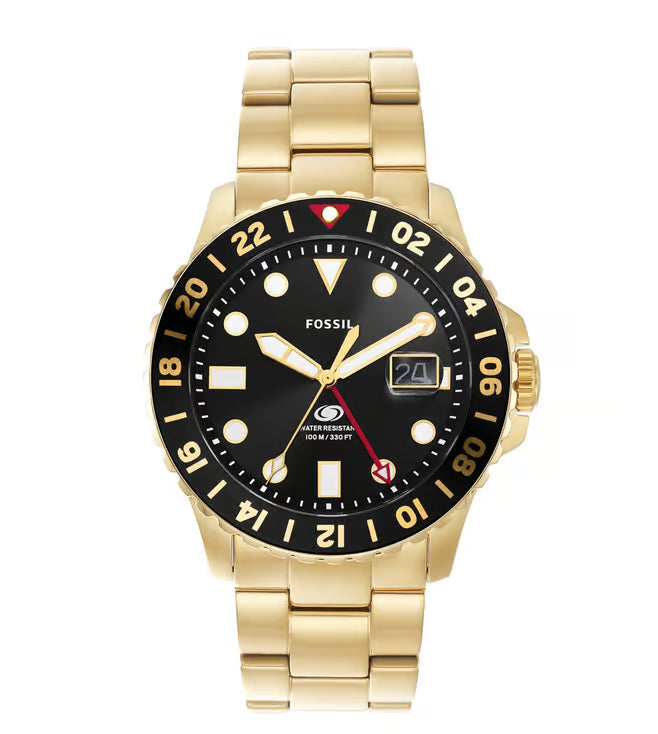 Fossil Fossil Blue Men Gold Stainless Steel Watch-FS5990