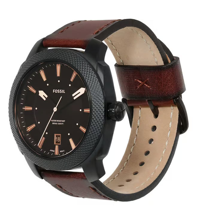 Fossil Machine Men Black Stainless Steel Watch-FS5972