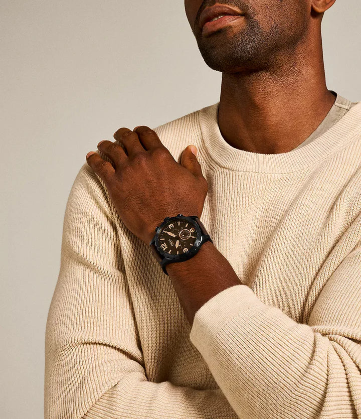 Fossil Nate Brown Leather Men Watch-JR1487