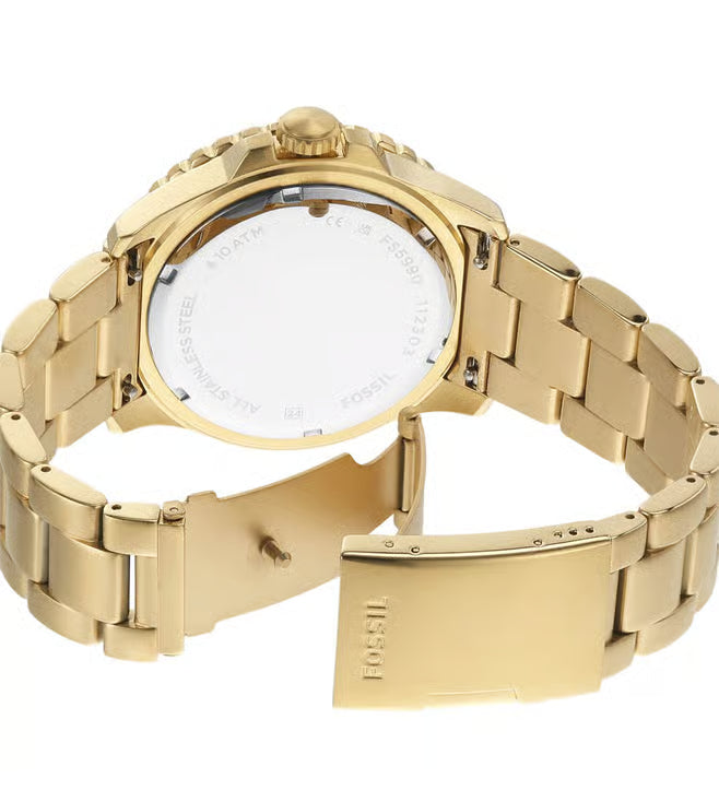Fossil Fossil Blue Men Gold Stainless Steel Watch-FS5990