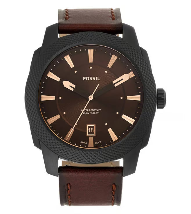 Fossil Machine Men Black Stainless Steel Watch-FS5972
