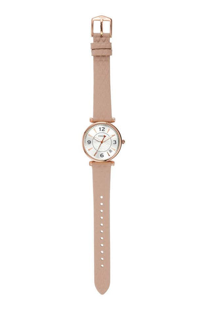Fossil Women's Carlie Three-Hand Date Blush Leather Watch - ES5269