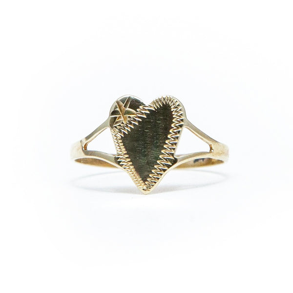 9ct Yellow Gold Baby Signet Ring - Heart