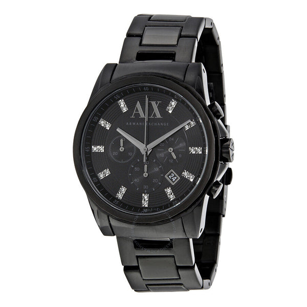 Armani Exchange Chronograph Black Stainless Steel Watch-AX2093