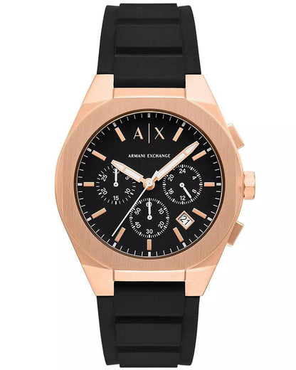 Armani Exchange Sync Black Leather Mens Watch-AX4190