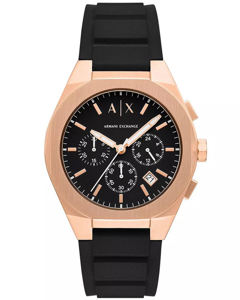 Armani Exchange Sync Black Leather Mens Watch-AX4190