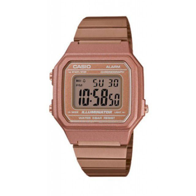 Casio B650WC-5ADF Retro Digital Square Watch - Rose Gold