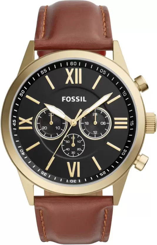 Fossil Mens 48Mm Flynn Brown Leather Watch-BQ2261