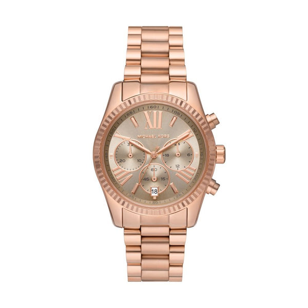 Michael Kors Lexington Womens Rose Gold Stainless Steel Watch - MK7217 ...