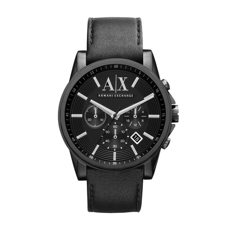 Armani Exchange Gents Leather Watch - Brown