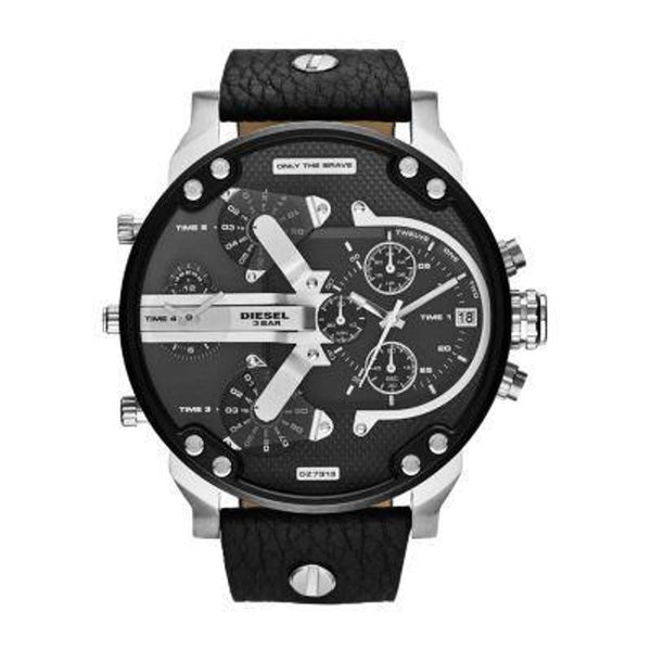 Diesel Mr Daddy 2.0 Black Leather Men Watch-DZ7313