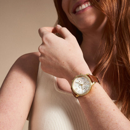 Fossil Neutra Womens Brown Leather Strap Watch-ES5278