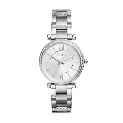 Fossil Carlie Silver Stainless Steel Women Watch-ES4341