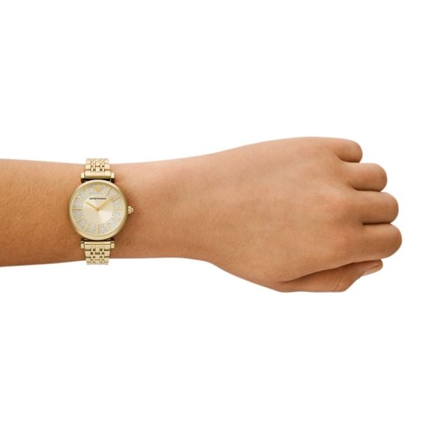 Armani Gianni T-Bar Womens Gold Stainless Steel Watch-AR11608