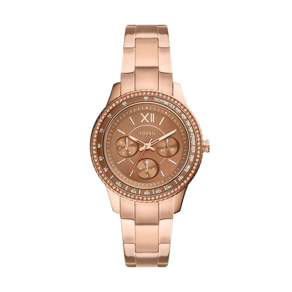 Fossil Stella Sport Womens Rose Gold Stainless Steel Watch - ES5109