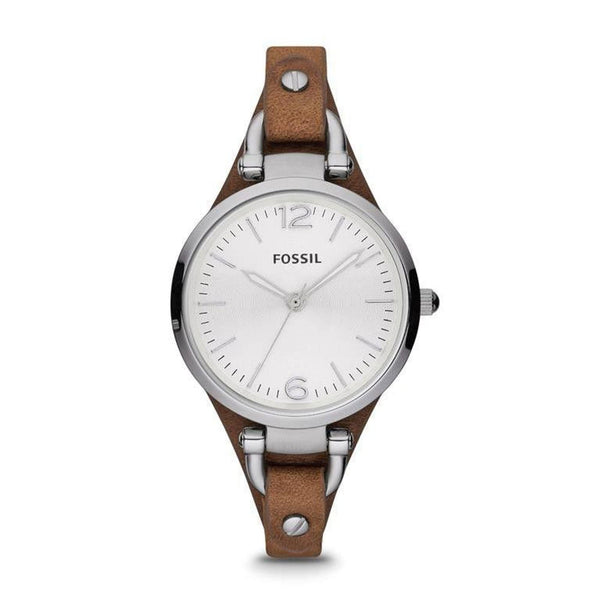 Fossil Ladies Georgia Brown Leather Strap Watch - ES3060