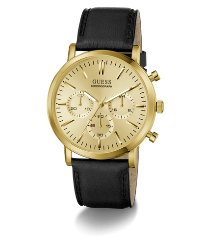 Guess Cassian Mens Black Leather Watch-GW1154G2