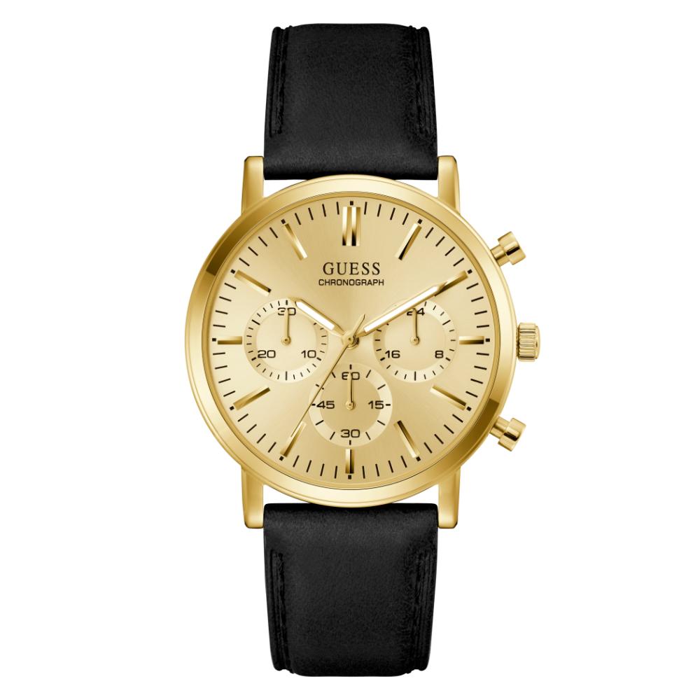 Guess Cassian Mens Black Leather Watch-GW1154G2