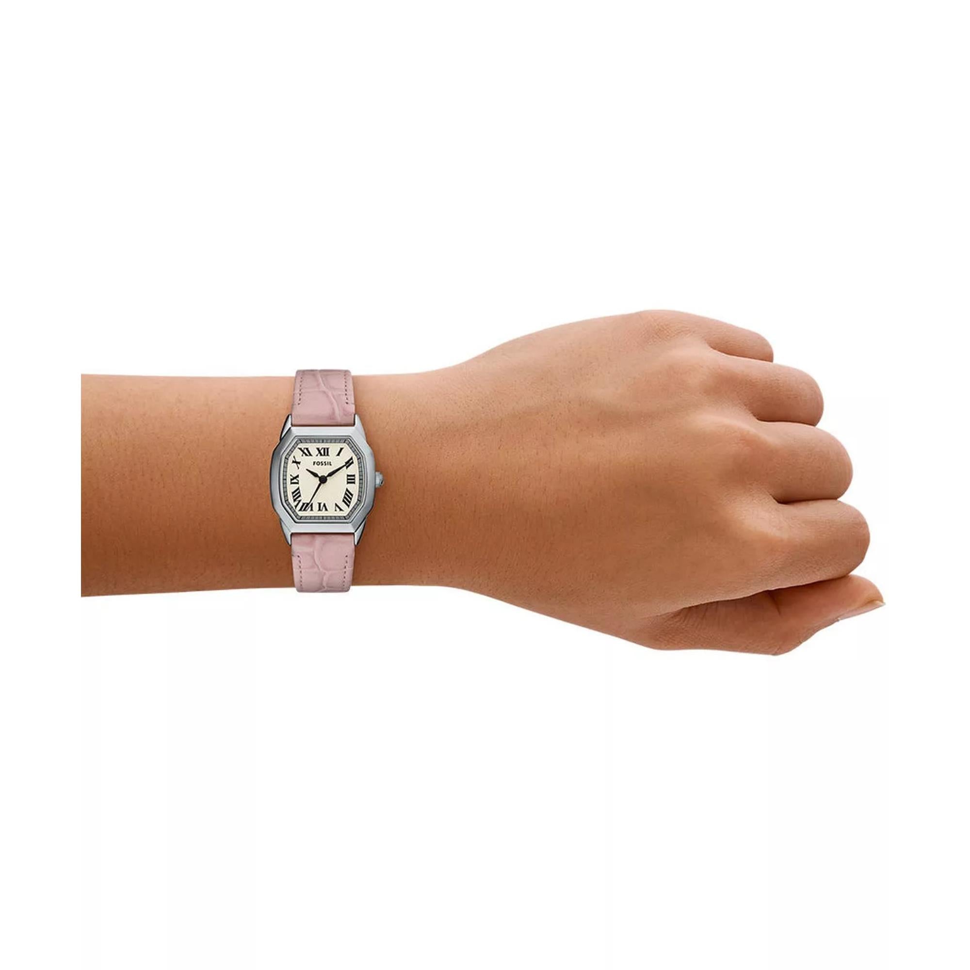 Fossil Harlow Womens Pink Leather Strap Watch-ES5406