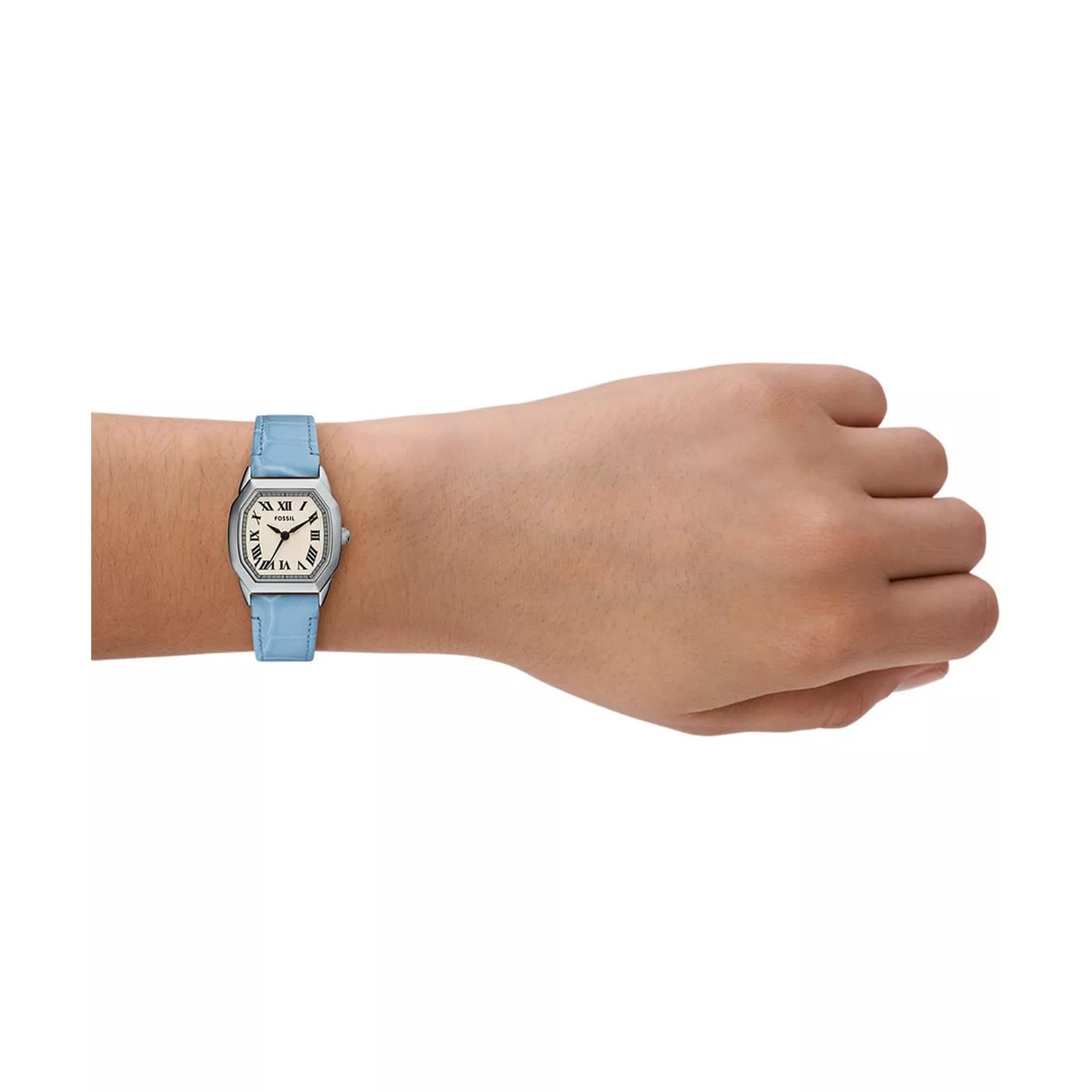 Fossil Harlow Womens Blue Leather Strap Watch-ES5405