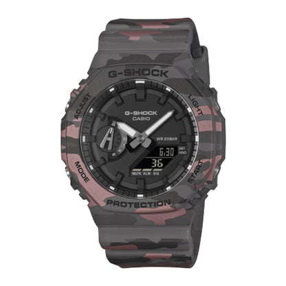 Casio G-Shock GA-2100CM-8ADR-CarbonCore Guard -200M WR-Black/Grey/Red Camo